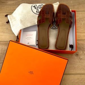 New Hermes Oran Exotic Skin Sandals